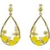Boucles d'oreilles, boucles fleurs et perle,3233 jaune Jaune - 3244-10976