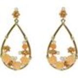 Boucles d'oreilles, boucles fleurs et perle,3233 orange Orange - 3243-10977