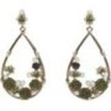 Boucles d'oreilles, boucles fleurs et perle,3233 noir Gris-noir - 3242-10978