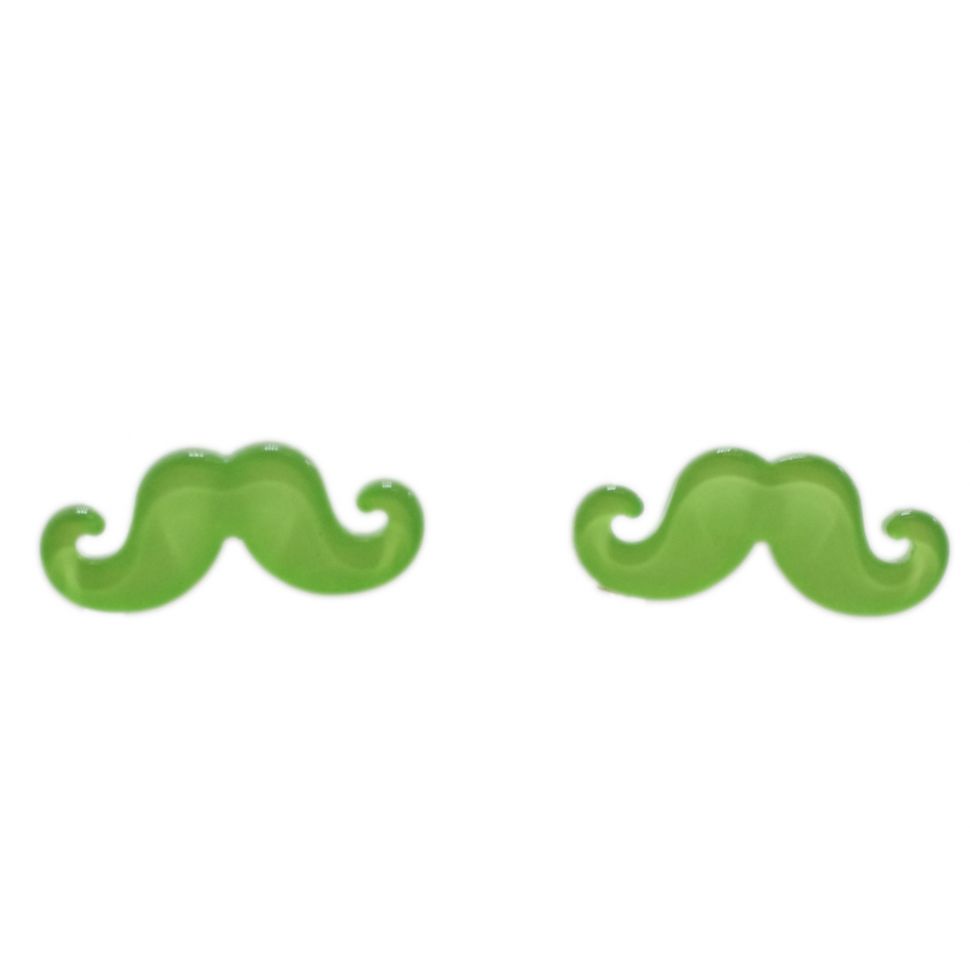 Boucles d'oreilles moustache en acrylique, 2094 Neon green - 3463-12242