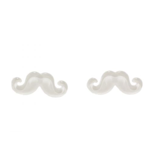 Boucles d'oreilles moustache en acrylique, 2094 White - 3464-12256