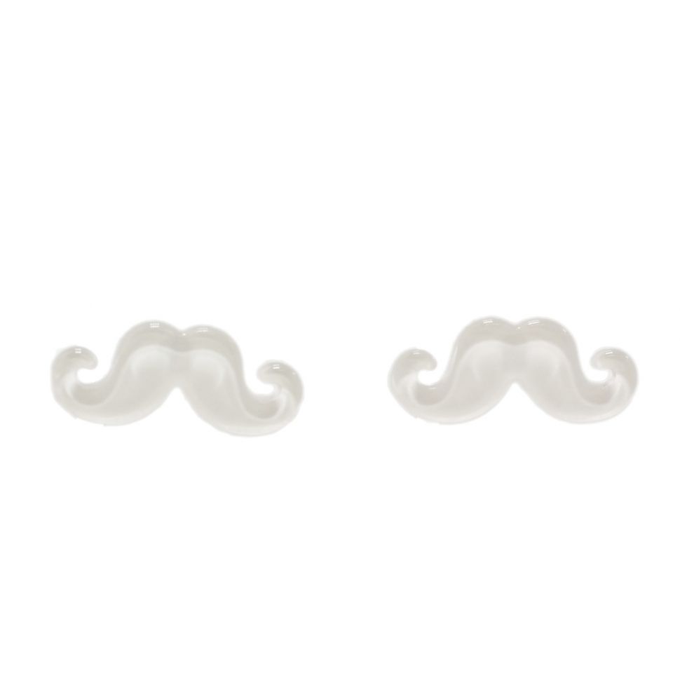 Boucles d'oreilles moustache en acrylique, 2094 White - 3464-12256