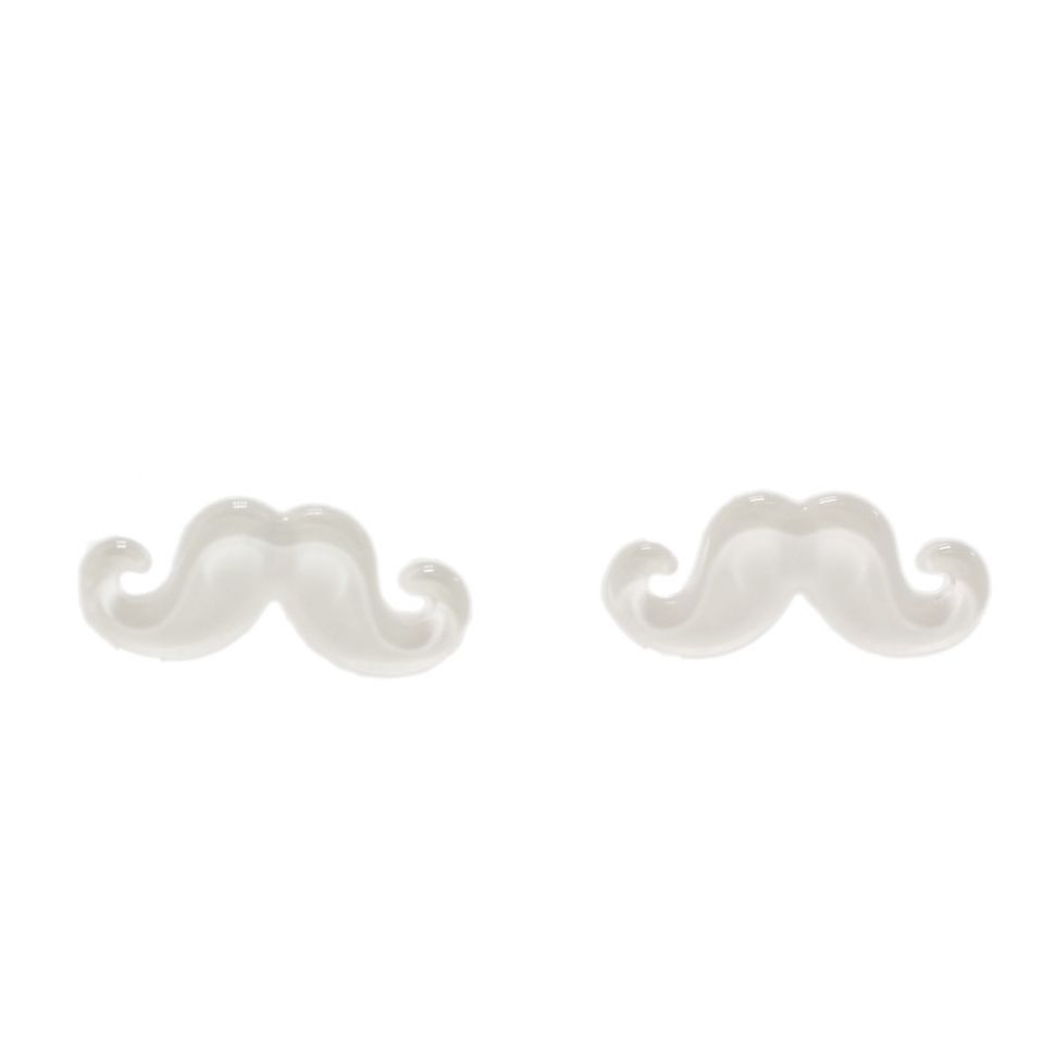 Boucles d'oreilles moustache en acrylique, 2094 blanc Blanc - 3464-12256