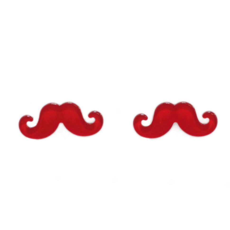 Boucles d'oreilles moustache en acrylique, 2094 rouge Rouge - 3468-12312
