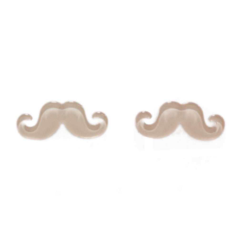 Boucles d'oreilles moustache en acrylique, 2094 Salmon - 3470-12340