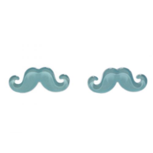 Boucles d'oreilles moustache en acrylique, 2094 bleu ciel