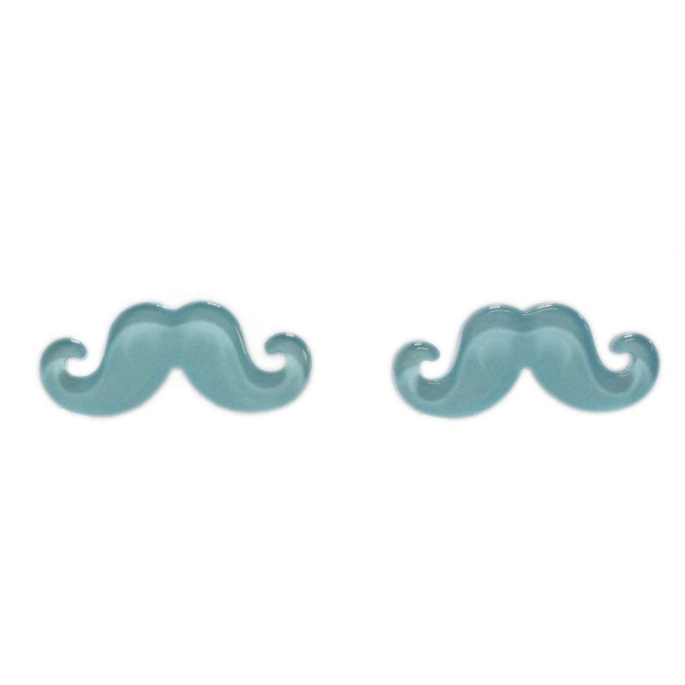 Boucles d'oreilles moustache en acrylique, 2094 bleu ciel Bleu ciel - 3471-12354