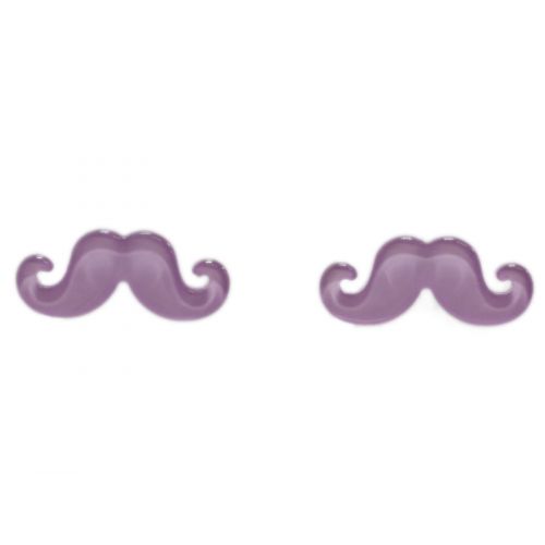 Boucles d'oreilles moustache en acrylique, 2094 Mauve - 3472-12367