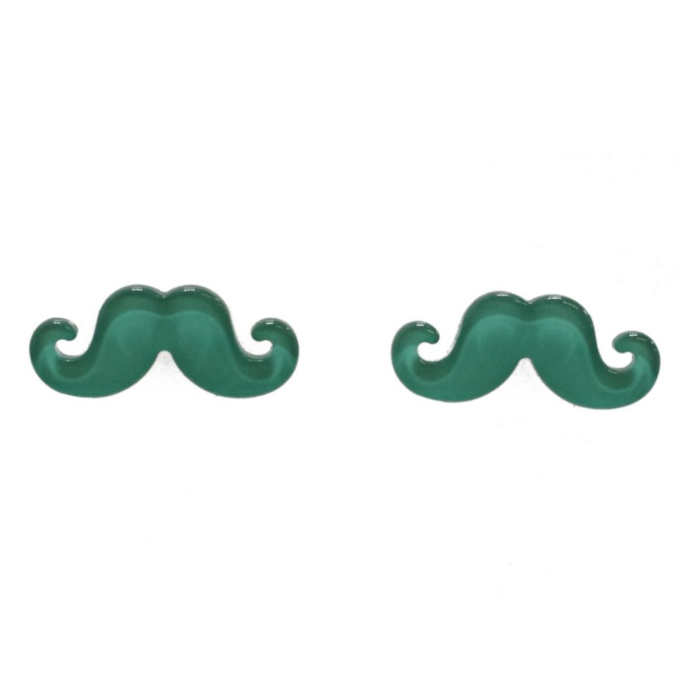 Boucles d'oreilles moustache en acrylique, 2094 vert pin Vert pin - 3473-12388