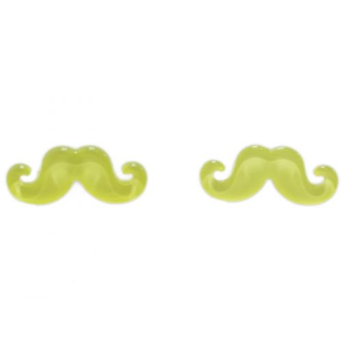 Boucles d'oreilles moustache en acrylique, 2094 jaune fluo Jaune Fluo - 3474-12397