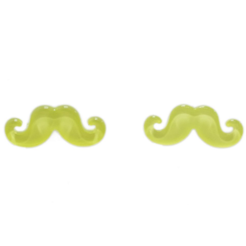 Boucles d'oreilles moustache en acrylique, 2094 Neon Yellow - 3474-12397