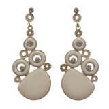 Boucles d'oreilles dorés, rond et strass, 2188 Blanc