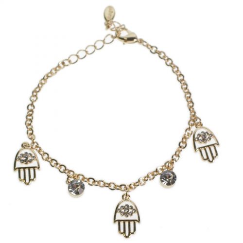 Bracelet la main de Fatima et strass, M06-903B Or Golden - 7369-22093