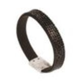 Bracelet similicuir 5 rangs de strass zirconium, 7001 Noir Noir - 7001-22246