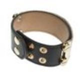 Bracelet similicuir mailles métal, 7952 Noir-Or Black (Golden) - 7953-23310