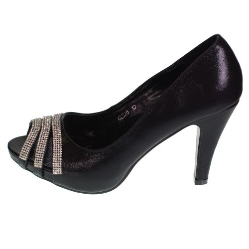 Escarpins 3 bande de strass, 8227 Noir