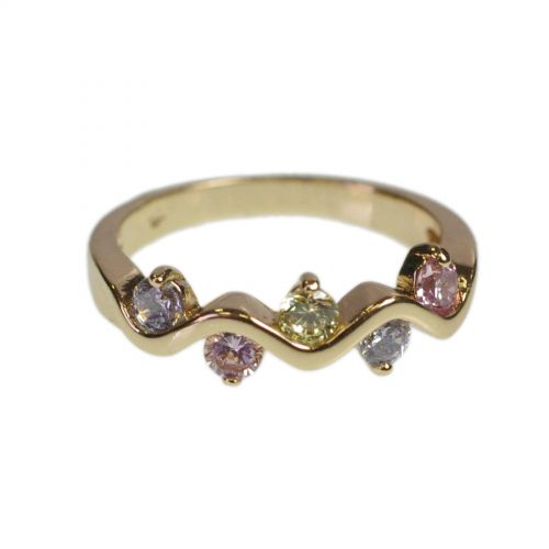 Anillo de Cobrecristal de Circonio dorado con oro FERYELLE