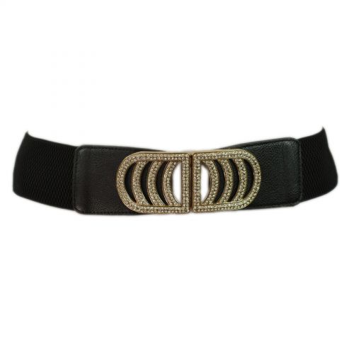 Ceinture élastique large Noeud papillon, Blanc Noir - 9179-25977