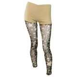 Leggings Star e pizzo beige 9325