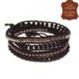 Bracelet chanluu cuir perles et hématites 5218 Noir (Noir, Gris, Argenté) - 9424-26653