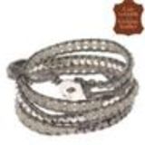 Bracelet Perles filés sur cordons en cuir 5218 JAUNE Grey (Grey, Grey, Silver) - 9424-26654