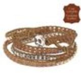 Bracelet Perles filés sur cordons en cuir 5218 JAUNE Camel (Brown, Golden, Silver) - 9424-26683