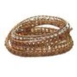 Bracelet Perles filés sur cordons en cuir 5218 JAUNE Camel (Brown, Golden, Silver) - 9424-26685