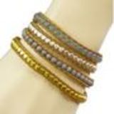 Bracelet Perles filés sur cordons en cuir 5218 JAUNE Camel (Grey, Golden, Silver) - 9424-26692