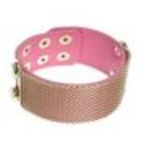 Bracelet similicuir mailles métal, 7952 Rose - 7953-26811