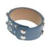 Bracelet similicuir mailles métal, 7952 Noir-Or Bleu - 7953-26815