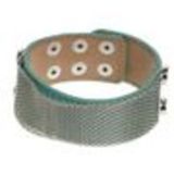 Bracelet similicuir mailles métal, 7952 Noir-Or Vert - 7953-26824