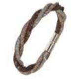 Twisted rhinestone silver Bracelet 9487 Brown-White - 9487-27331