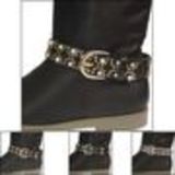 Paire de bijoux de bottes cuir Strass et rivets 9488