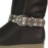 Paire de bijoux de bottes en croute de cuir cristal, 8918 Brun Shiny Grey - 9488-27340