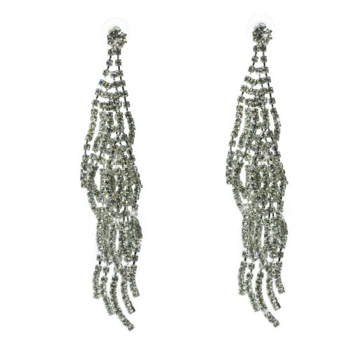 Wings strass earrings , 6348 Black White - 9500-27461