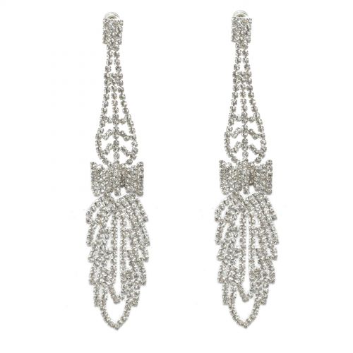 Boucles d'oreilles Noeud papillon strass cristal 9499 Blanc - 9499-27465