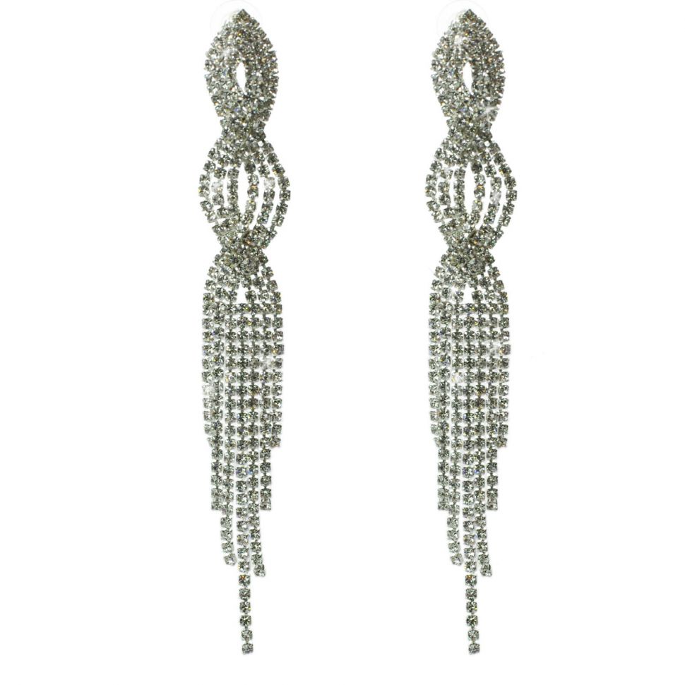 Boucles d'oreilles longues cristal 9501 Blanc - 9501-27469