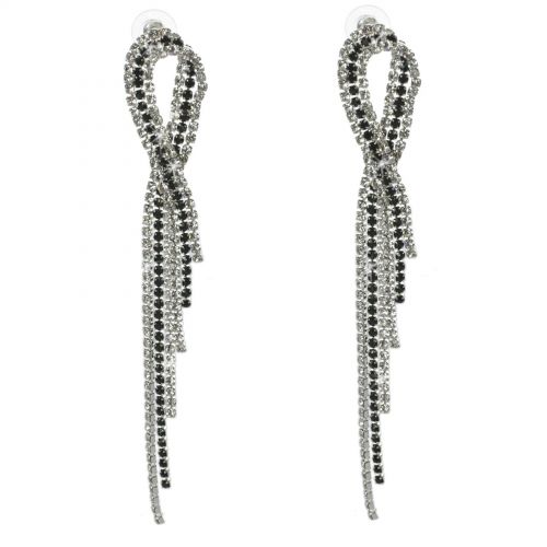 Boucles d'oreilles longues cristal 9502 Blanc-noir - 9502-27473