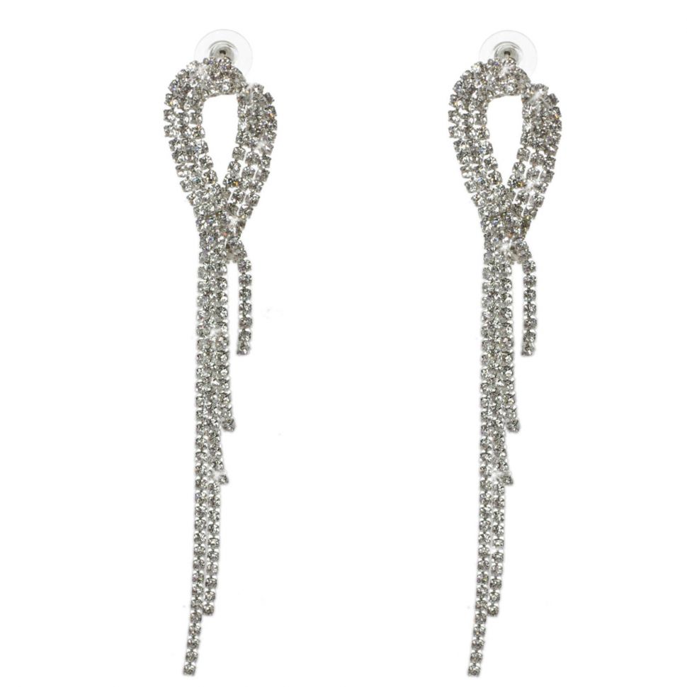 Boucles d'oreilles strass ailes , 6348 Noir Argent - 9502-27475