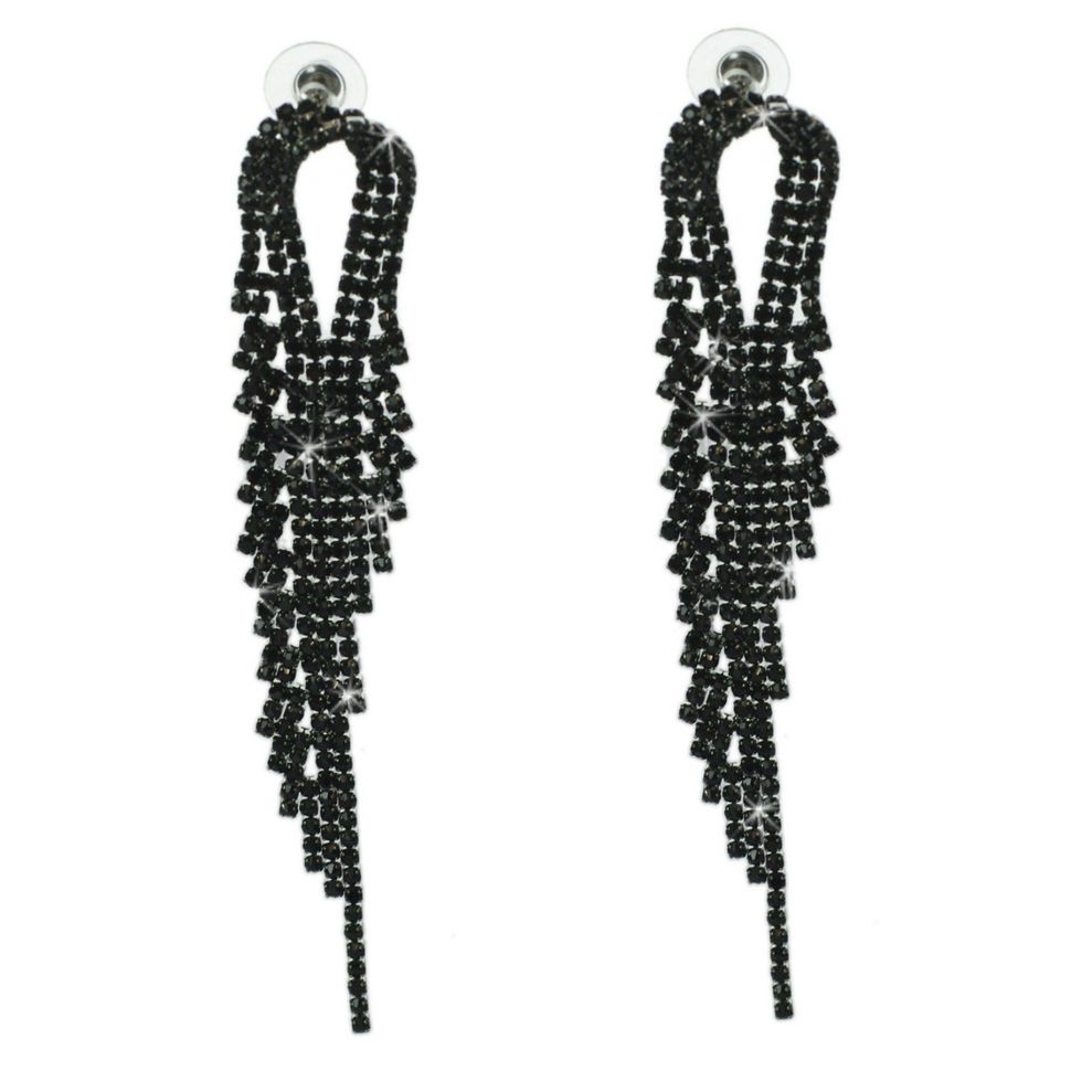 Boucles d'oreilles strass ailes , 6348 Noir Noir - 9503-27479