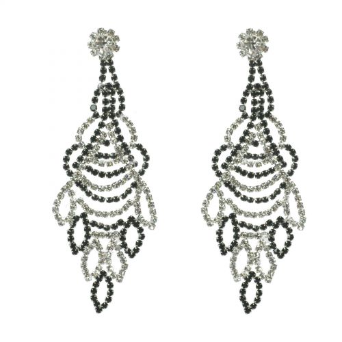 Boucles d'oreilles strass ailes , 6348 Noir Black-White - 9504-27483