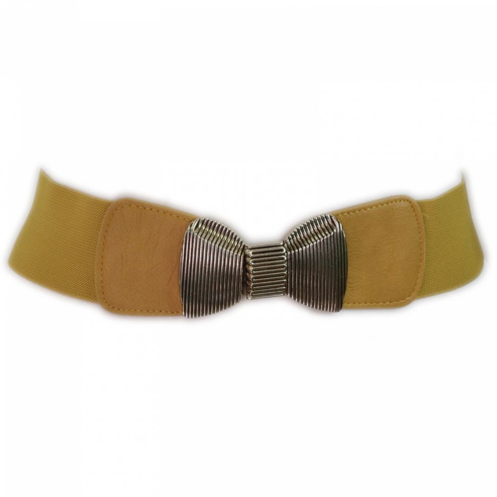 Ceinture élastique large Noeud papillon, Blanc Jaune - 9539-27745