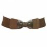 Ceinture élastique large Noeud papillon, Blanc Marron - 9539-27748