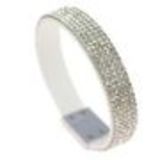 Bracelet similicuir 5 rangs de strass zirconium, 7001 Noir Blanc - 7001-28036