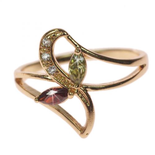 Anillo de cobre Diamante de imitación Cristal de Circonio dorado con oro, OCEANE