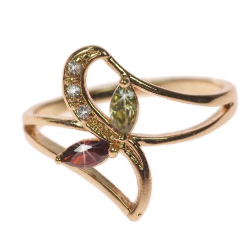 Copper Ring Rhinestone zirconium crystal golden with gold, OCEANE