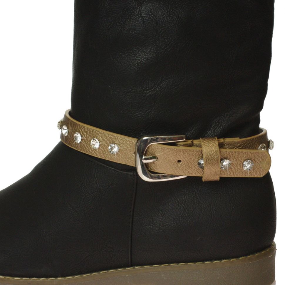 Paire de bijoux de bottes strass XL, DH009 Marron Golden - 9631-28408