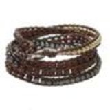 Bracelet Perles filés sur cordons en cuir 5218 JAUNE Brown (Brown , Grey, Golden) - 9424-28471
