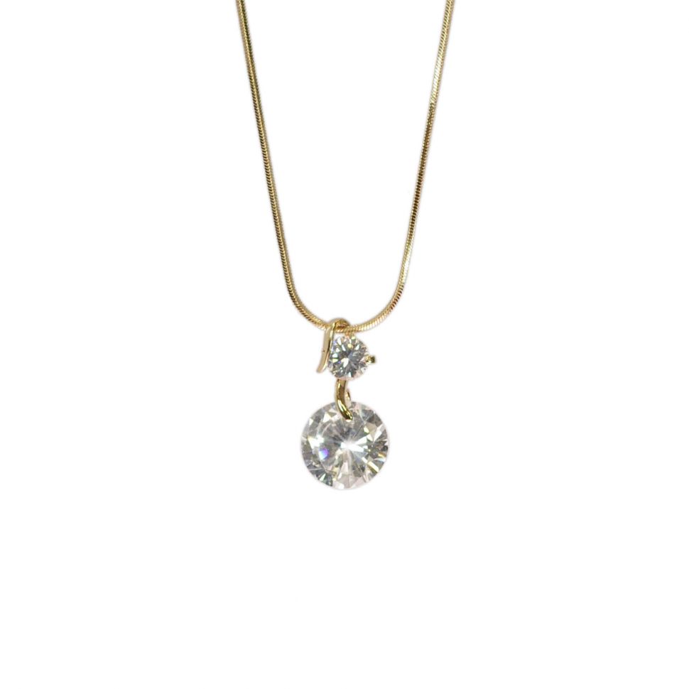 Collier femme, Coeur en strass, XS-2259 Golden (White) - 9675-28746