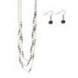 Parrure Collier et Boucles d'oreilles LOU-ANNE Blanc-noir - 9682-28805